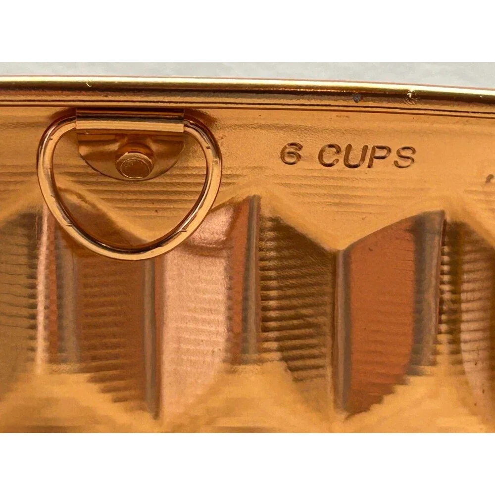 Vtg Nonstick 6 Cups Copper Finish Fluted Bund Mold Cake Baking Pan